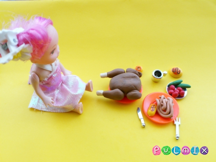 Как слепить обед для кукол из пластилина поэтапно - шаг 6