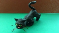 Как сделать из пластилина черную кошку
