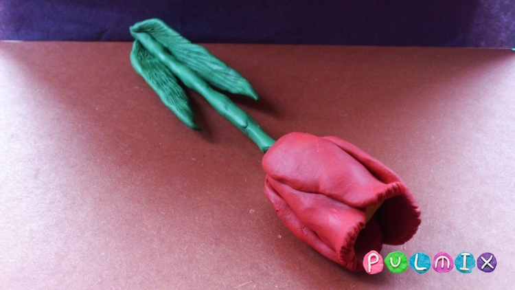 Тюльпан из пластилина для детей пошагово с фото